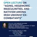 [PRI] Open Lecture on “Aging, Hegemonic Masculinities, and Nativism among Irish Unionist Ex-combatants”